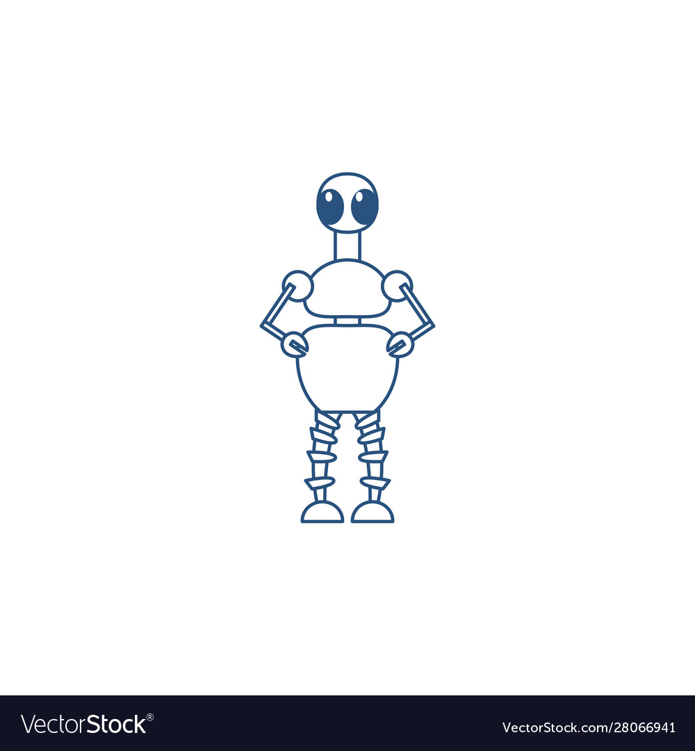 Humanoid robot line style icon