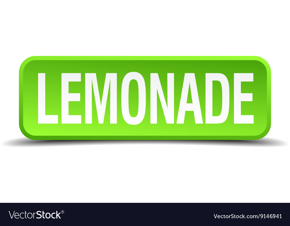 Lemonade green 3d realistic square isolated button