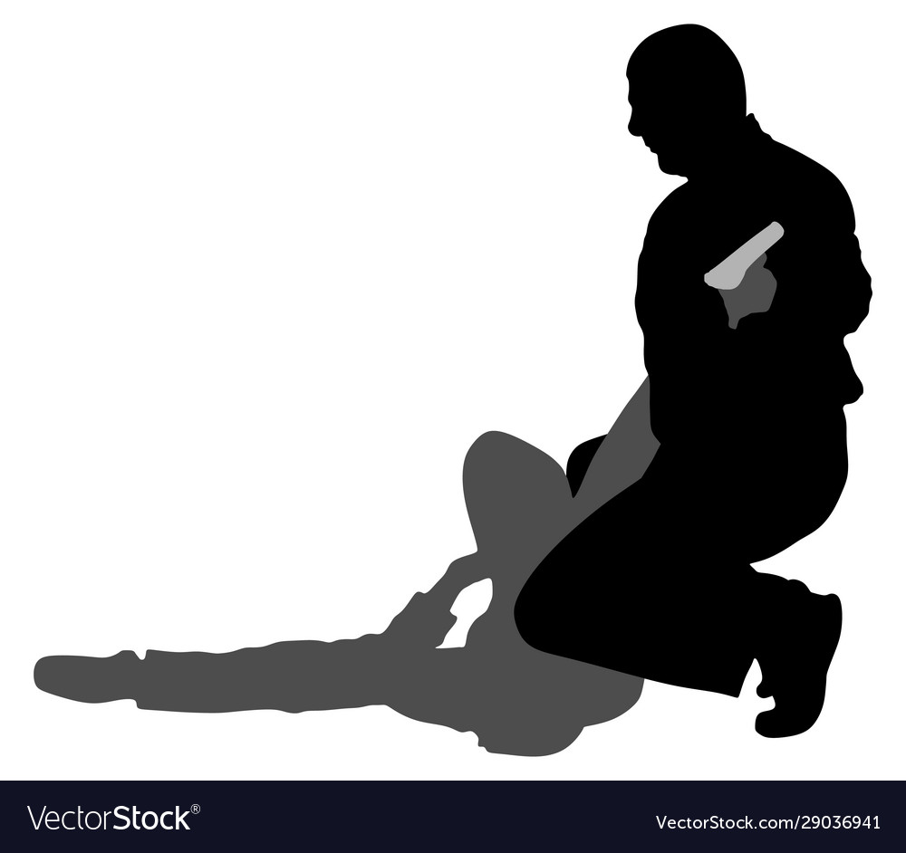 Man fighting against aggressor with gun silhouette