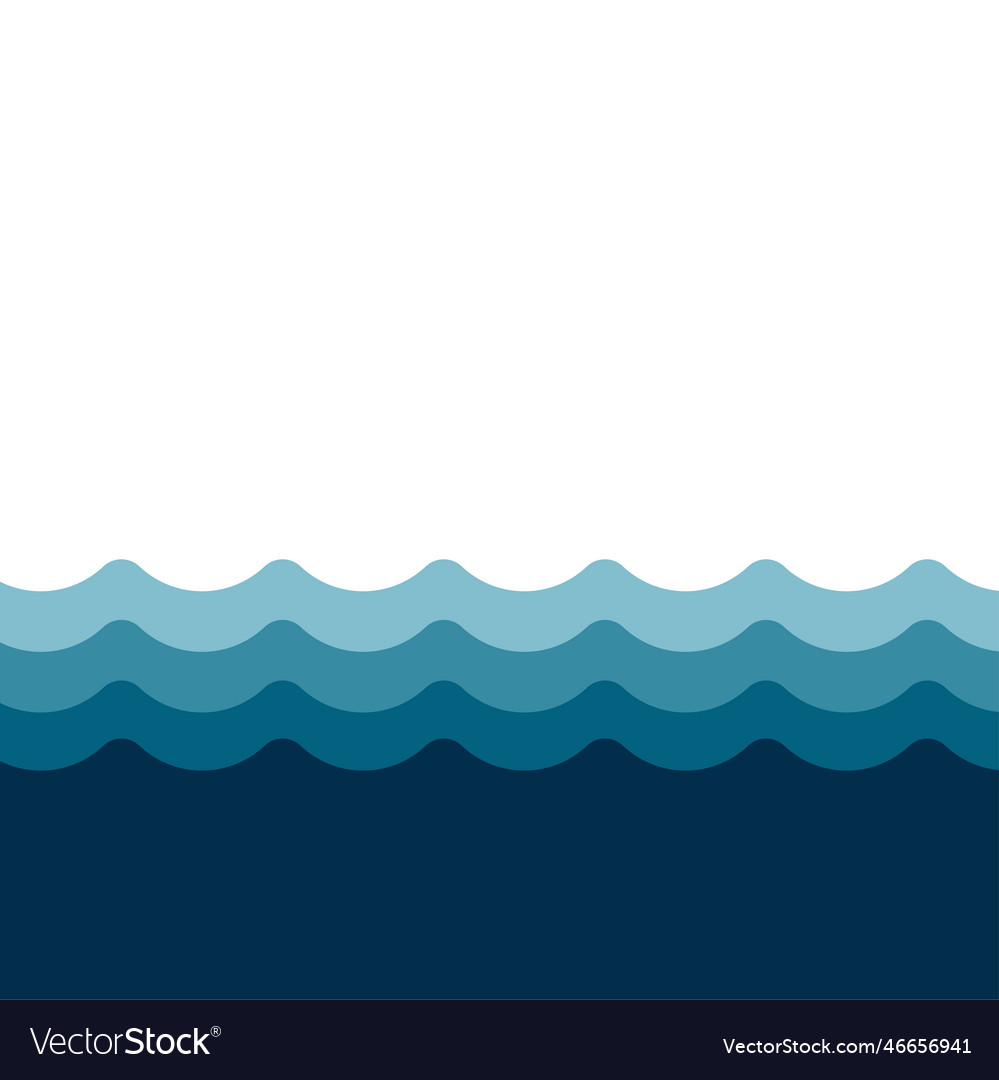 Sea waves flat style Royalty Free Vector Image