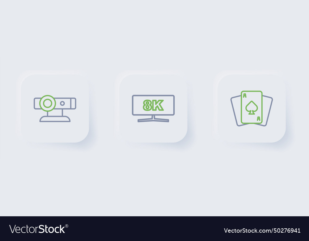 Set line playing cards computer monitor and web vector image Set line playing cards computer monitor and web
