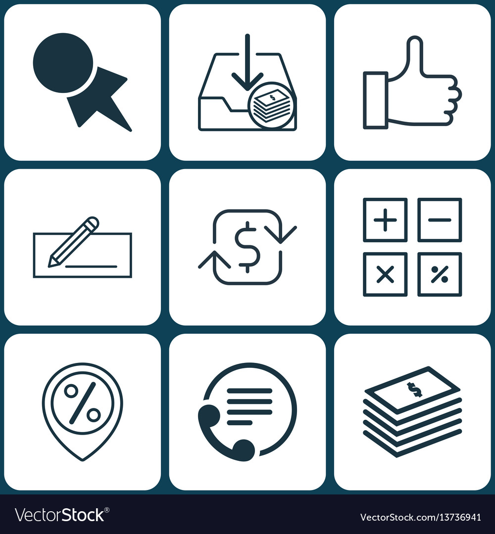 Set of 9 e-commerce icons includes calculation vector image Set of 9 e-commerce icons includes calculation