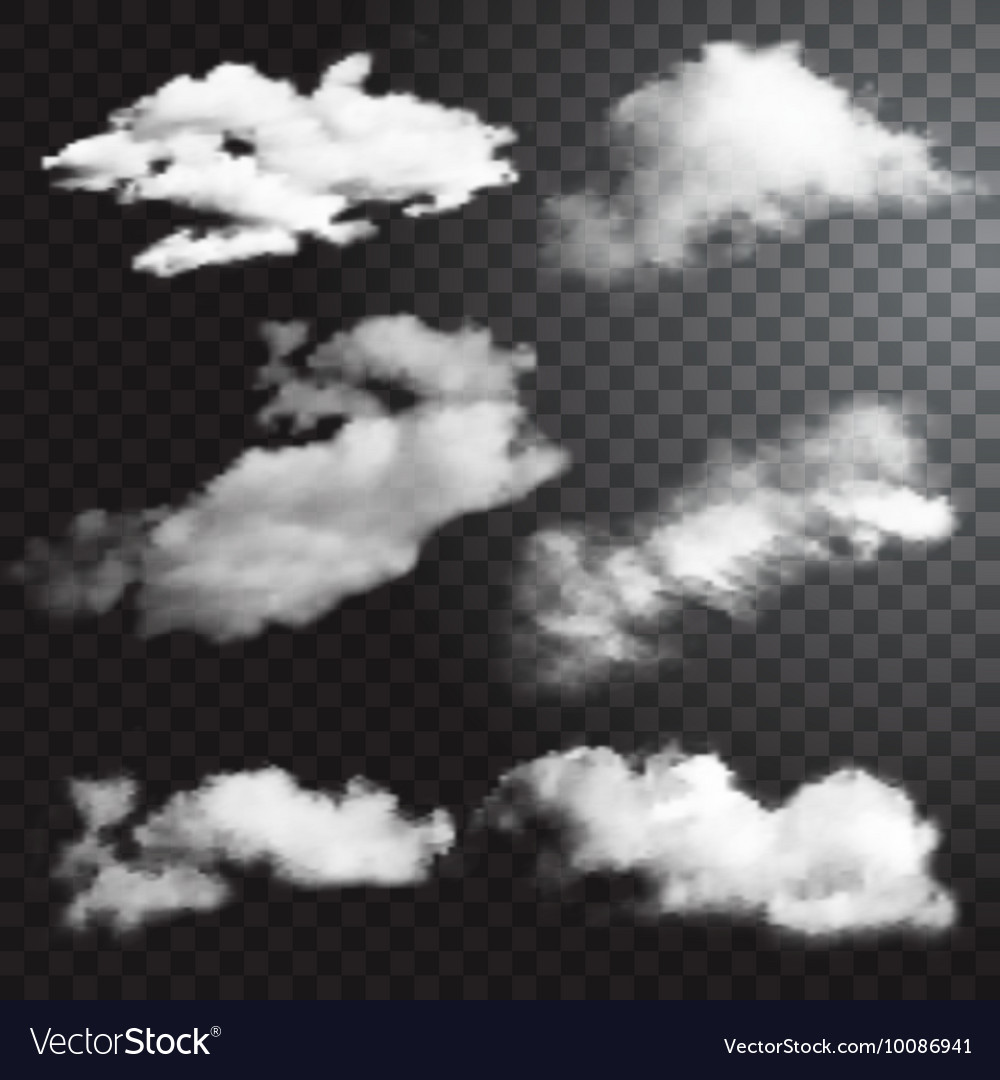 Set of transparent different clouds