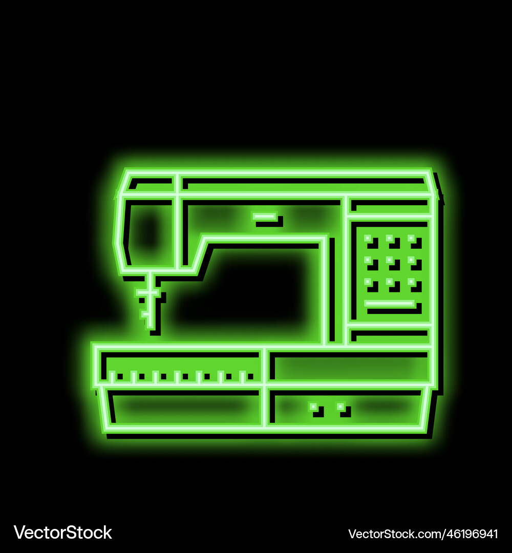 Sewing machine textile equipment neon glow icon Vector Image