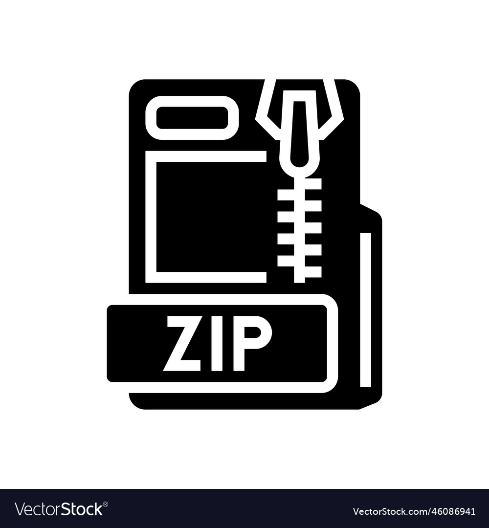 Zip file format document glyph icon vector image Zip file format document glyph icon