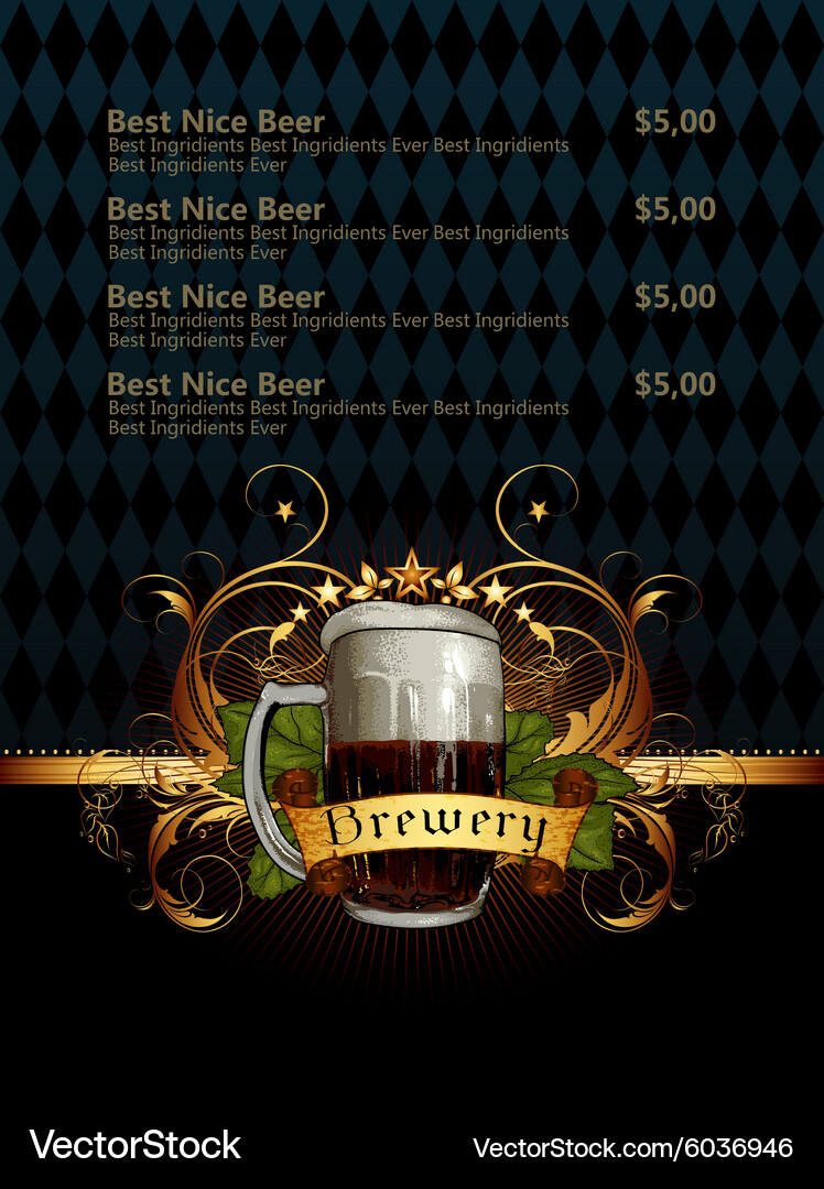 Beer menu Royalty Free Vector Image - VectorStock