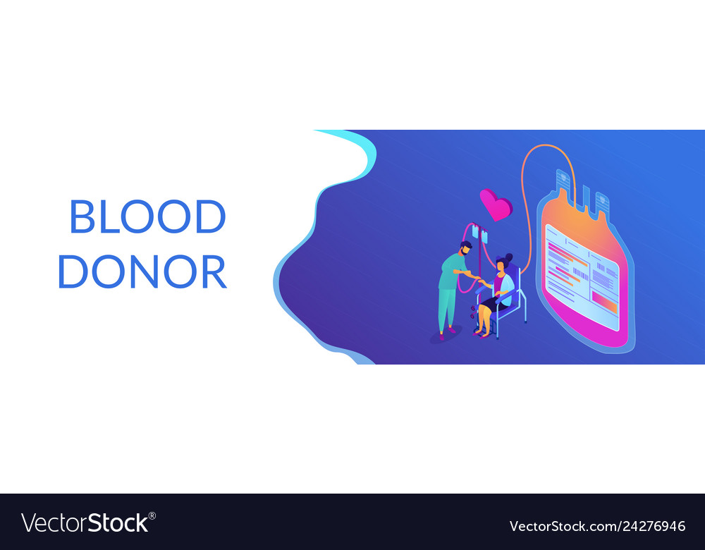 Blood Donationisometric 3d Banner Header Vector Image