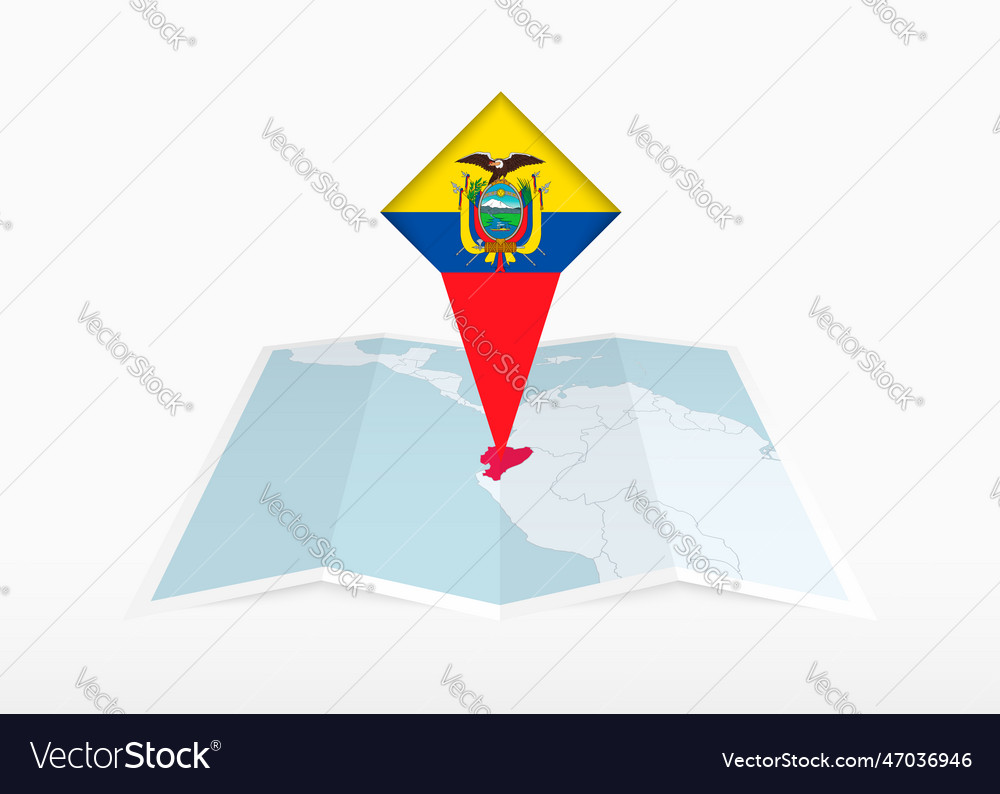 Ecuador is depicted on a folded paper map vector image Ecuador is depicted on a folded paper map