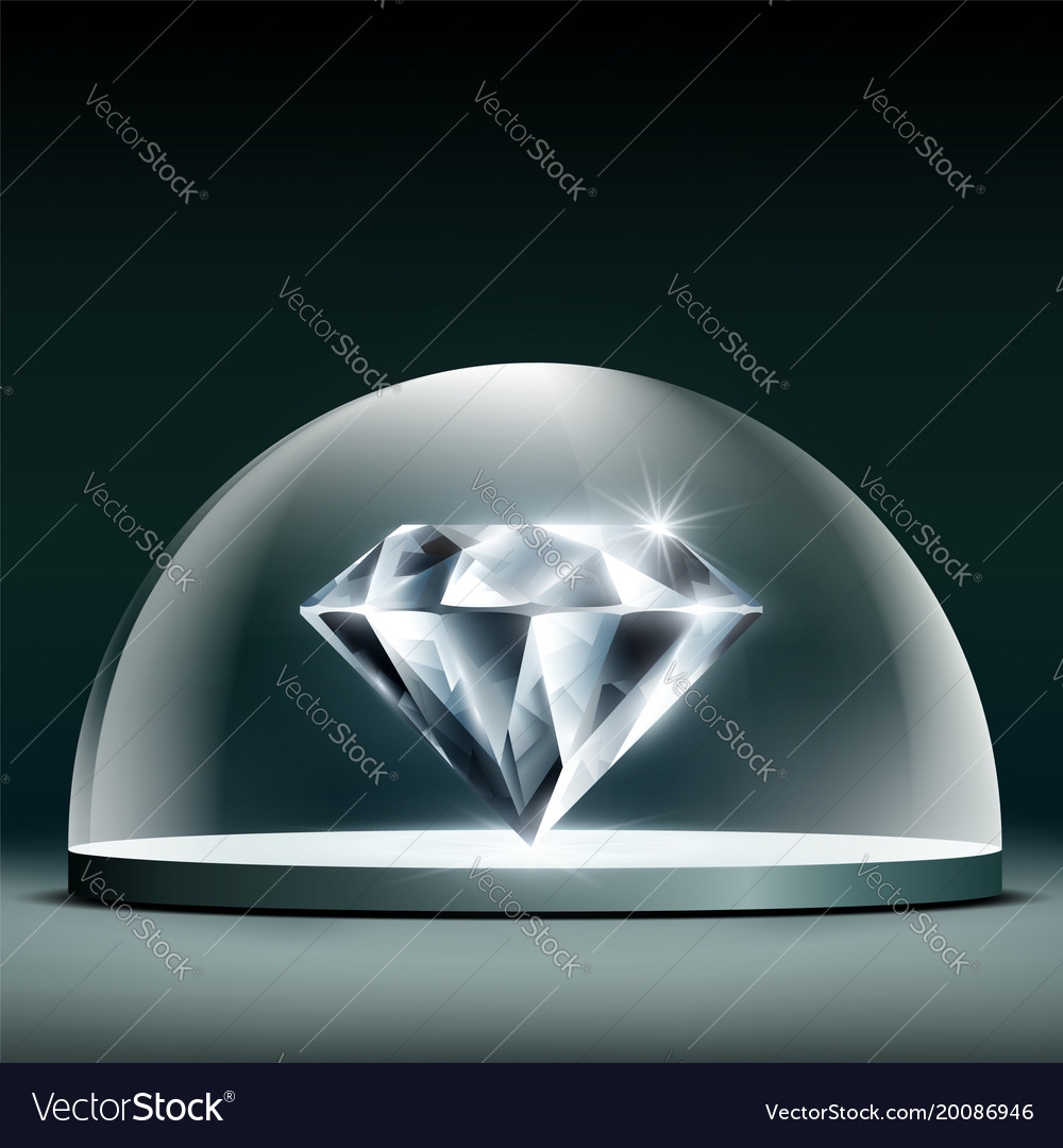 Gem Diamond Cover Glass Dome Royalty Free Vector Image