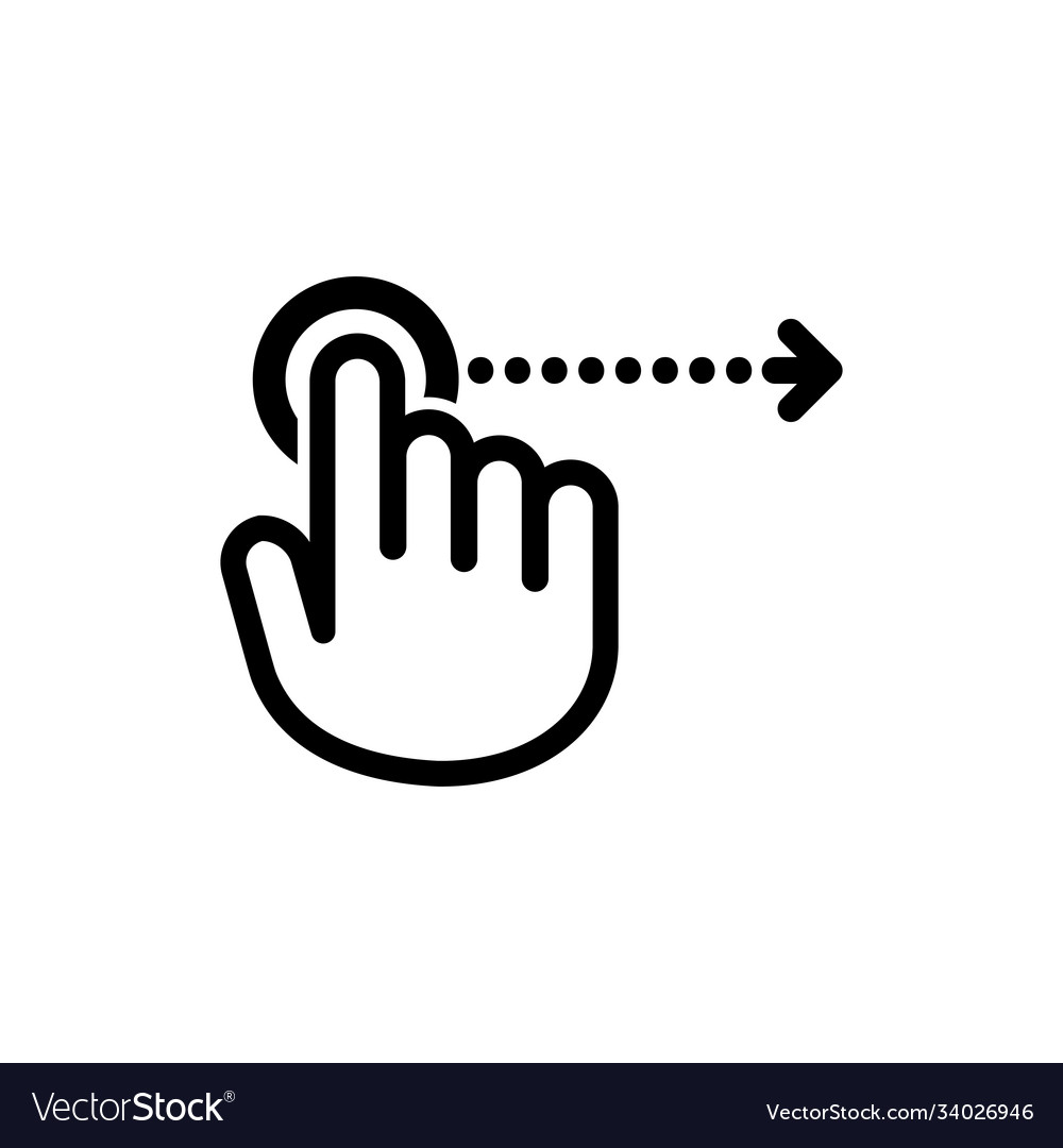 Hand cursor icon moving horizontally on isolated