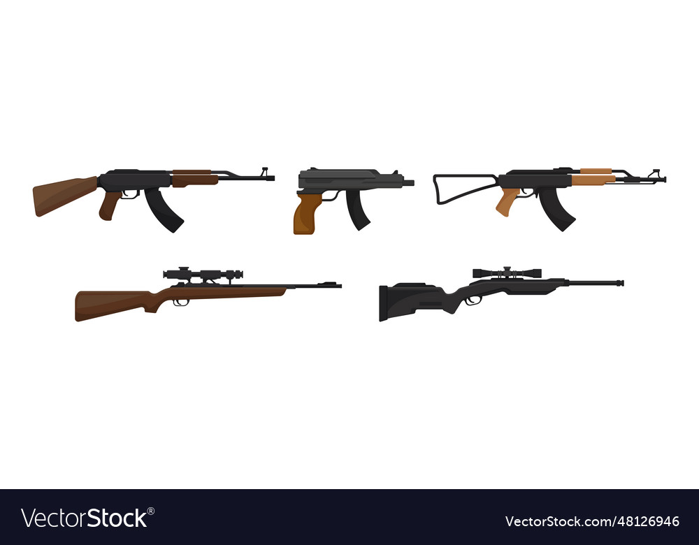 Handguns or pistol models with firing trigger vector image Handguns or pistol models with firing trigger