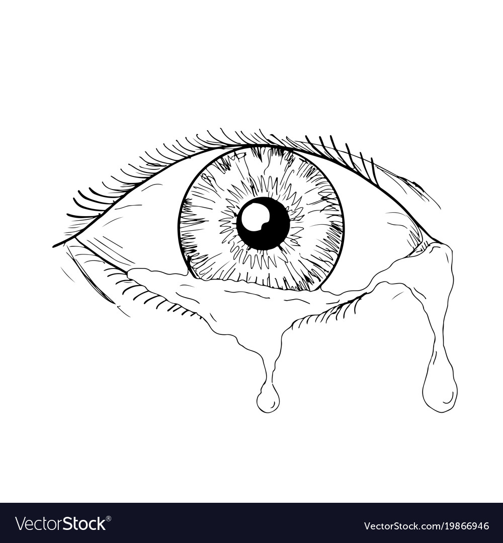 human eyes drawing crying