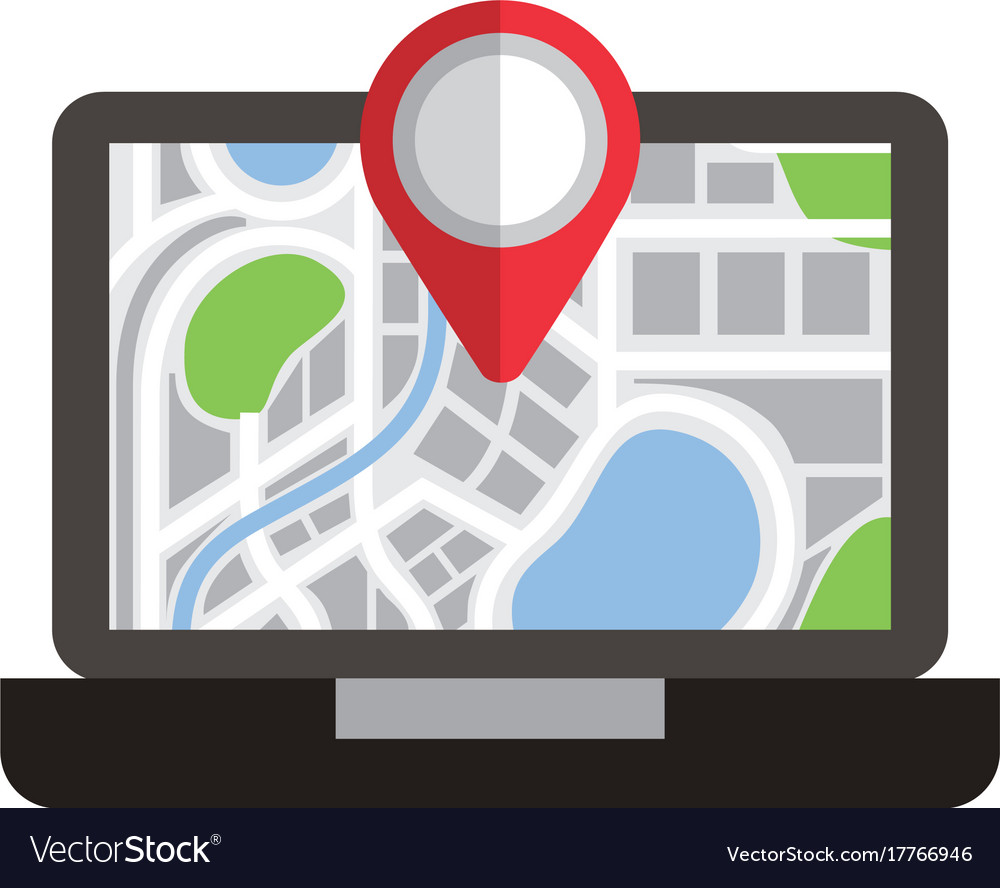 Laptop application technology navigation pin map