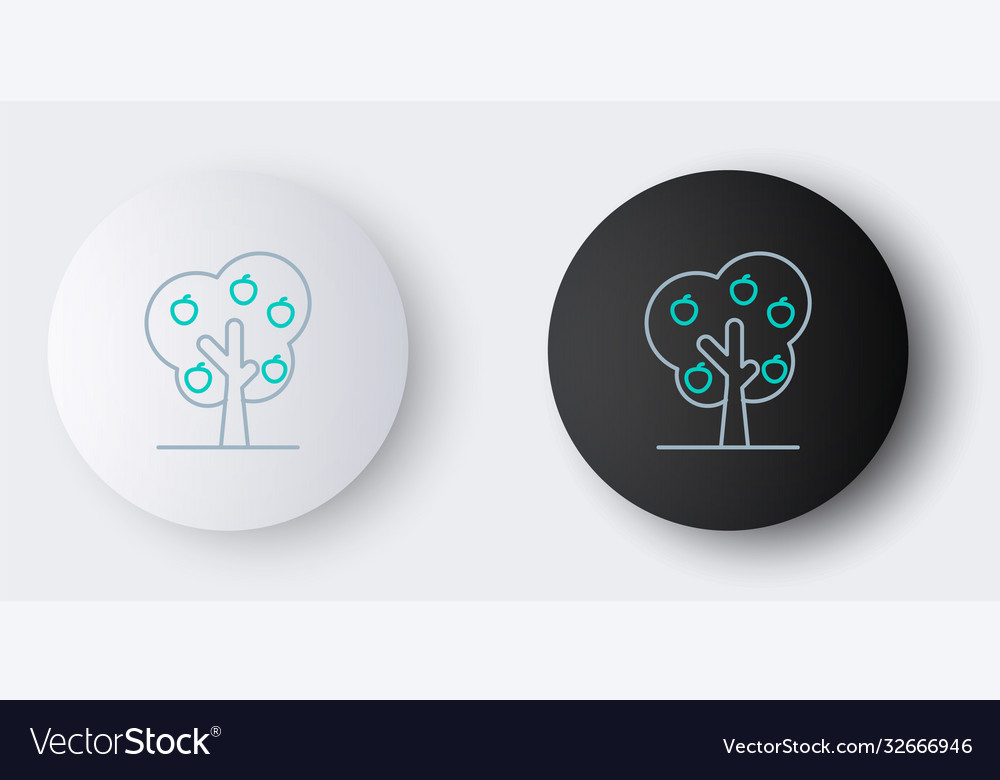 Line tree with apple icon isolated on grey