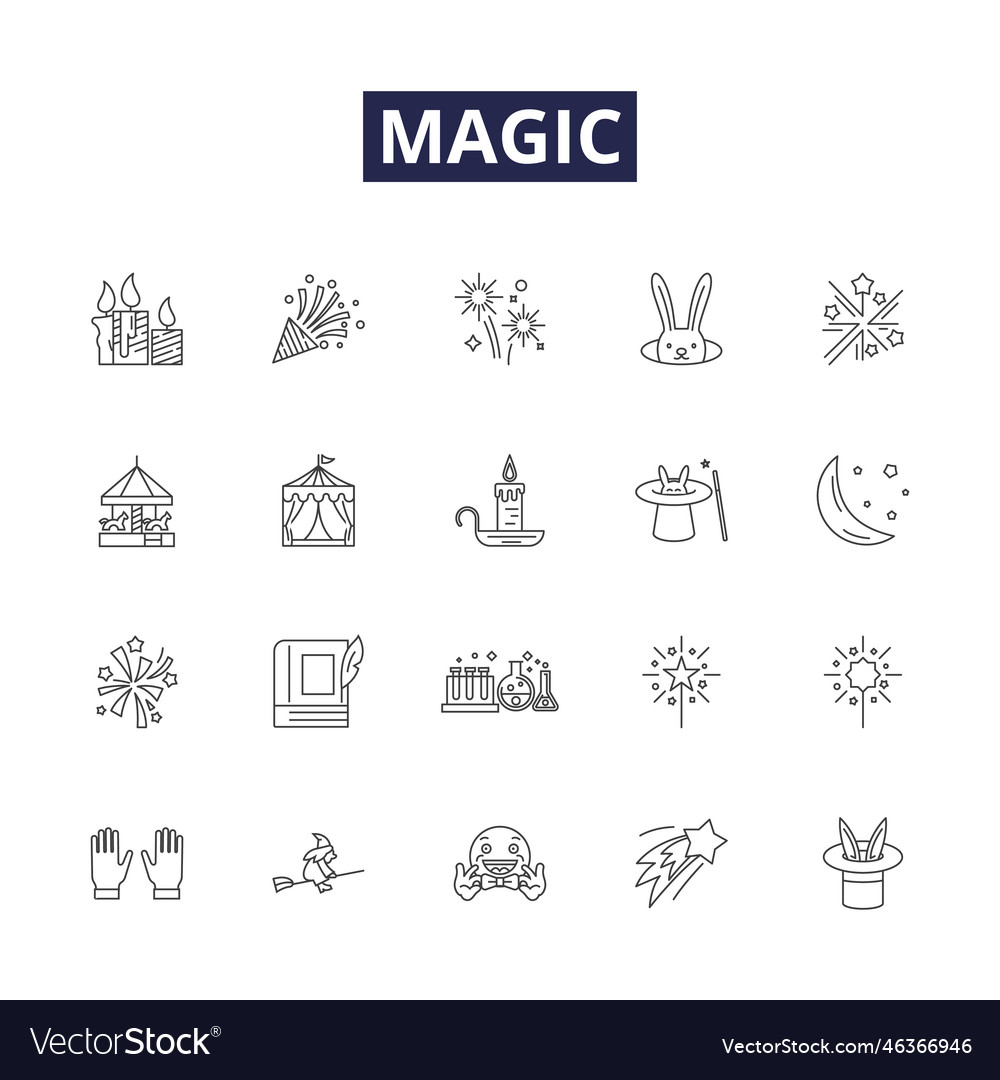 Magic line icons and signs sorcery vector image Magic line icons and signs sorcery