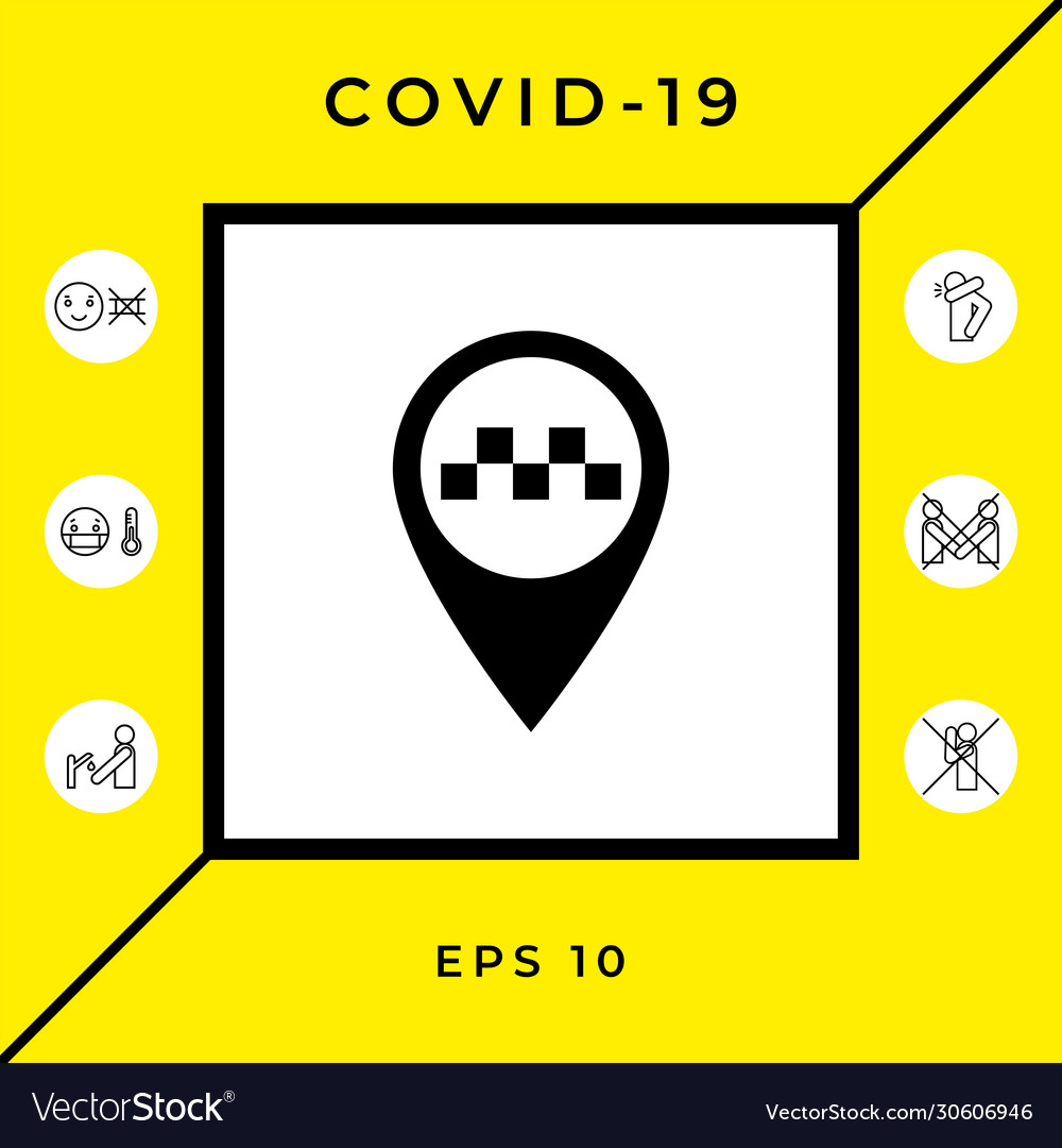 Map pointer with taxi sign graphic elements Vector Image Map pointer with taxi sign graphic elements