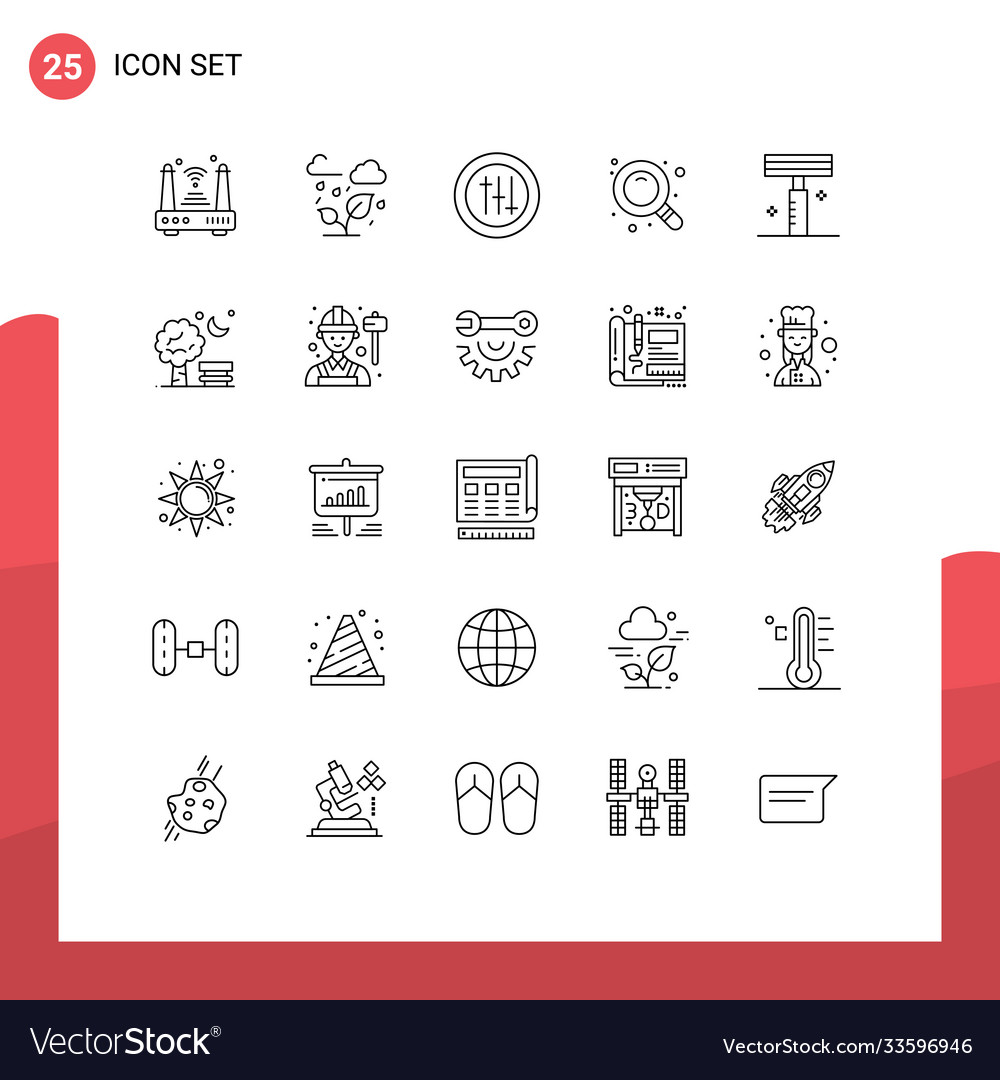 Modern set 25 lines and symbols such as razor
