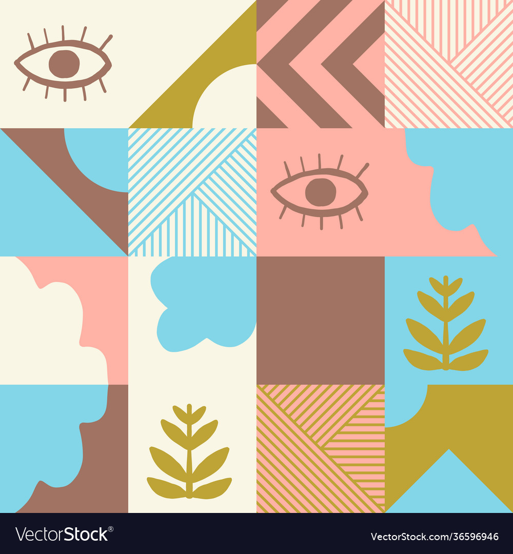 Naive art pattern design vector image Naive art pattern design