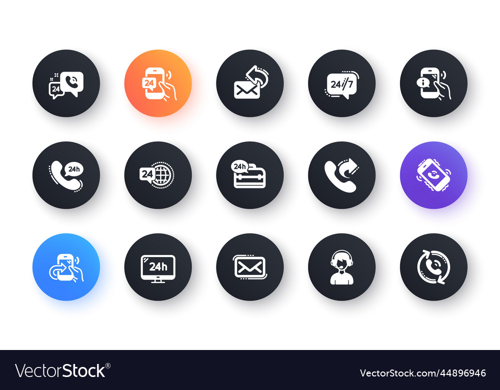 Processing icons call center support and chat