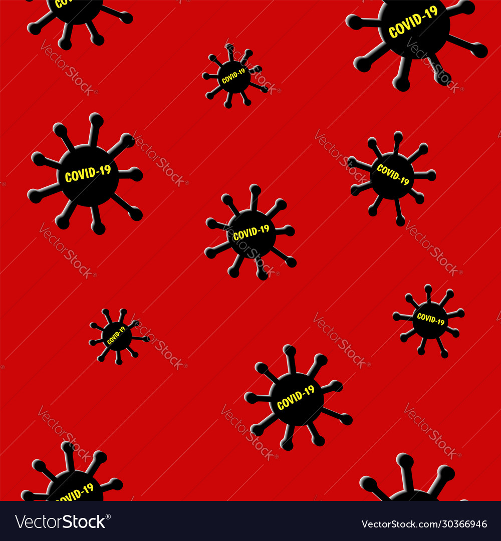 Seamless pattern virus covid-19 on red background Vector Image Seamless pattern virus covid-19 on red background