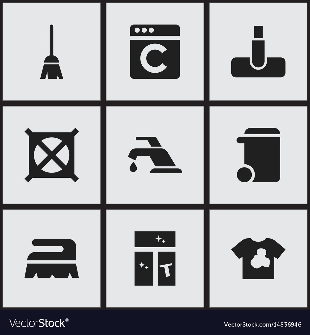 Set of 9 editable cleanup icons includes symbols