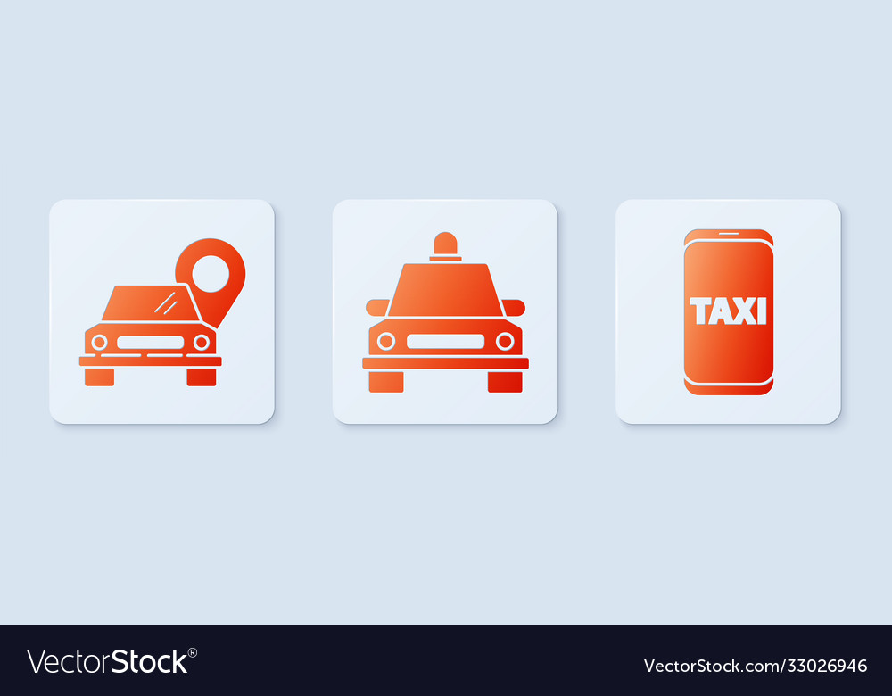 Set taxi car map pointer with and call vector image Set taxi car map pointer with and call