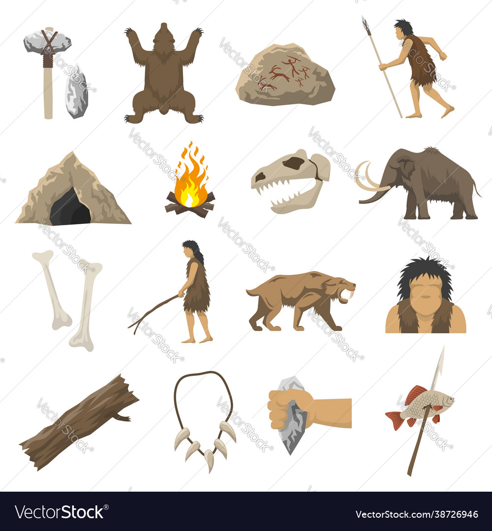 Stone age icons Royalty Free Vector Image - VectorStock