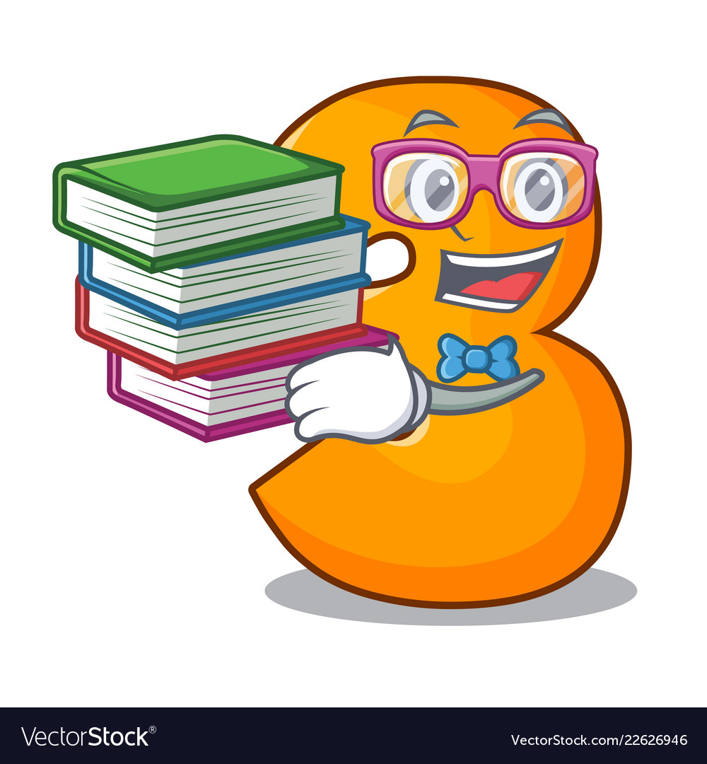 Student with book number three isolated