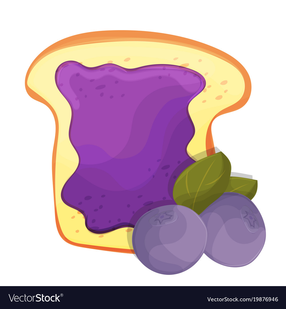 Toasted bread slice of a sandwich blueberry jam Vector Image