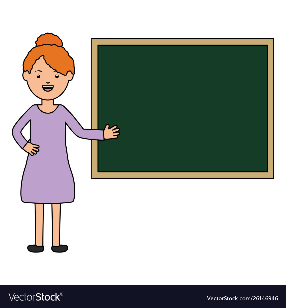 Young female teacher with chalkboard