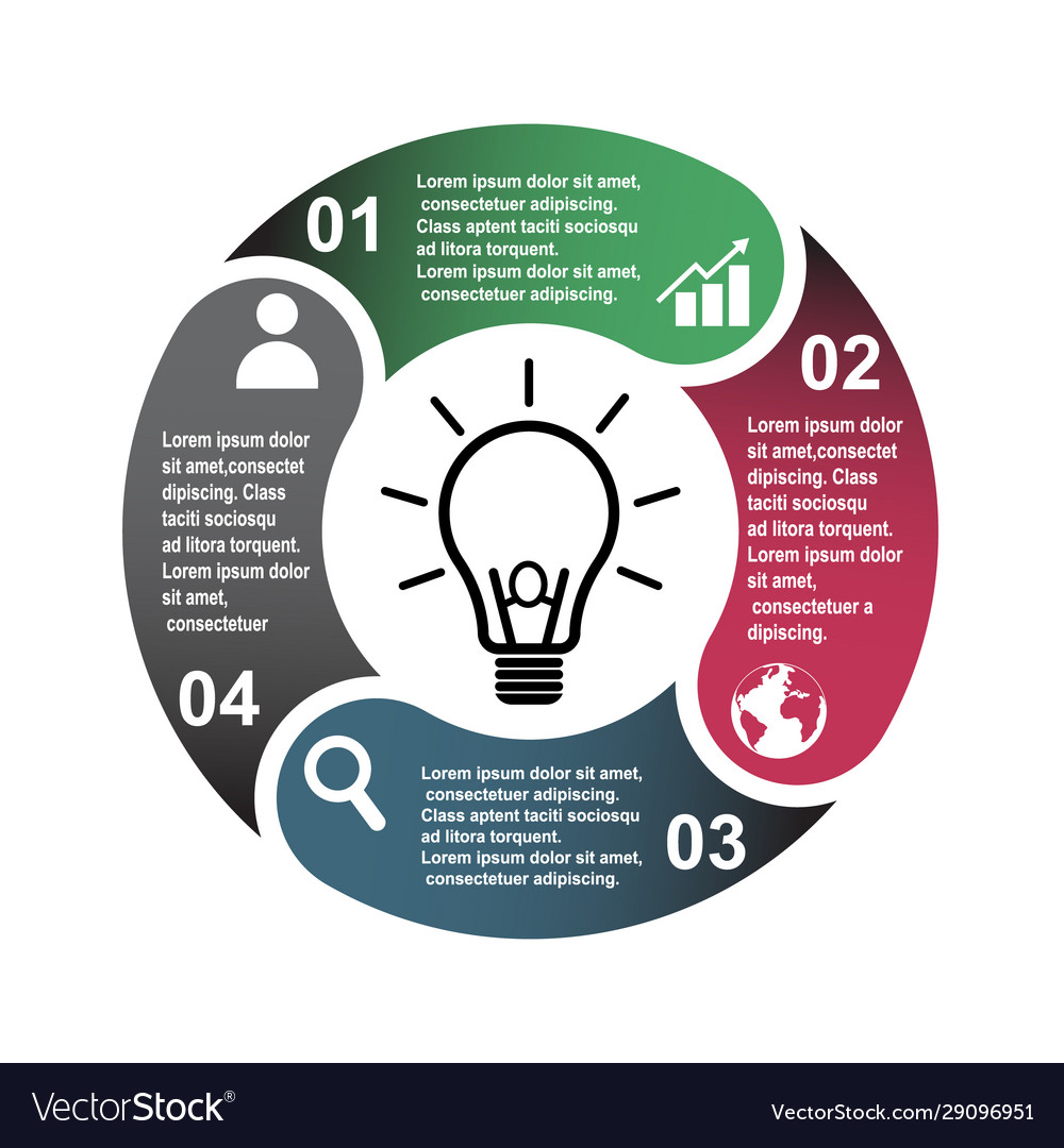 4 step element in four colors with labels vector image 4 step element in four colors with labels