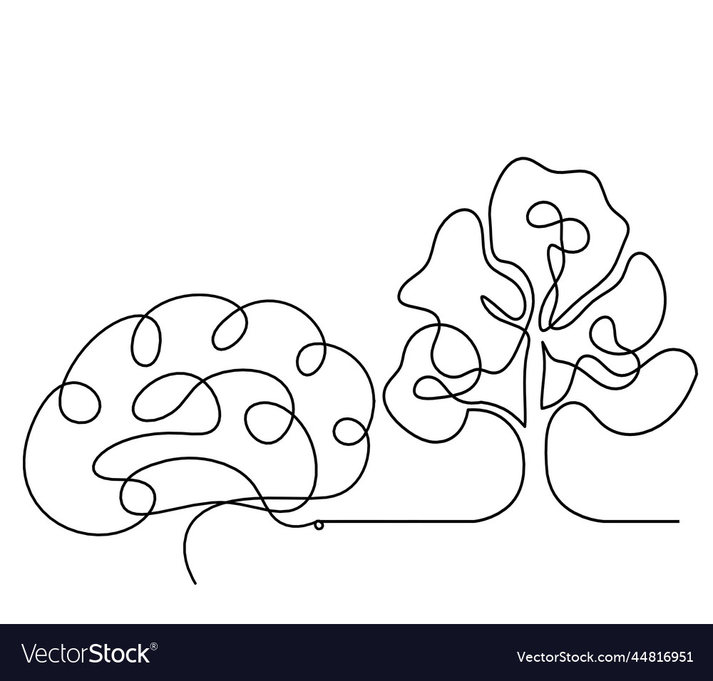 Abstract tree with brain as line drawing