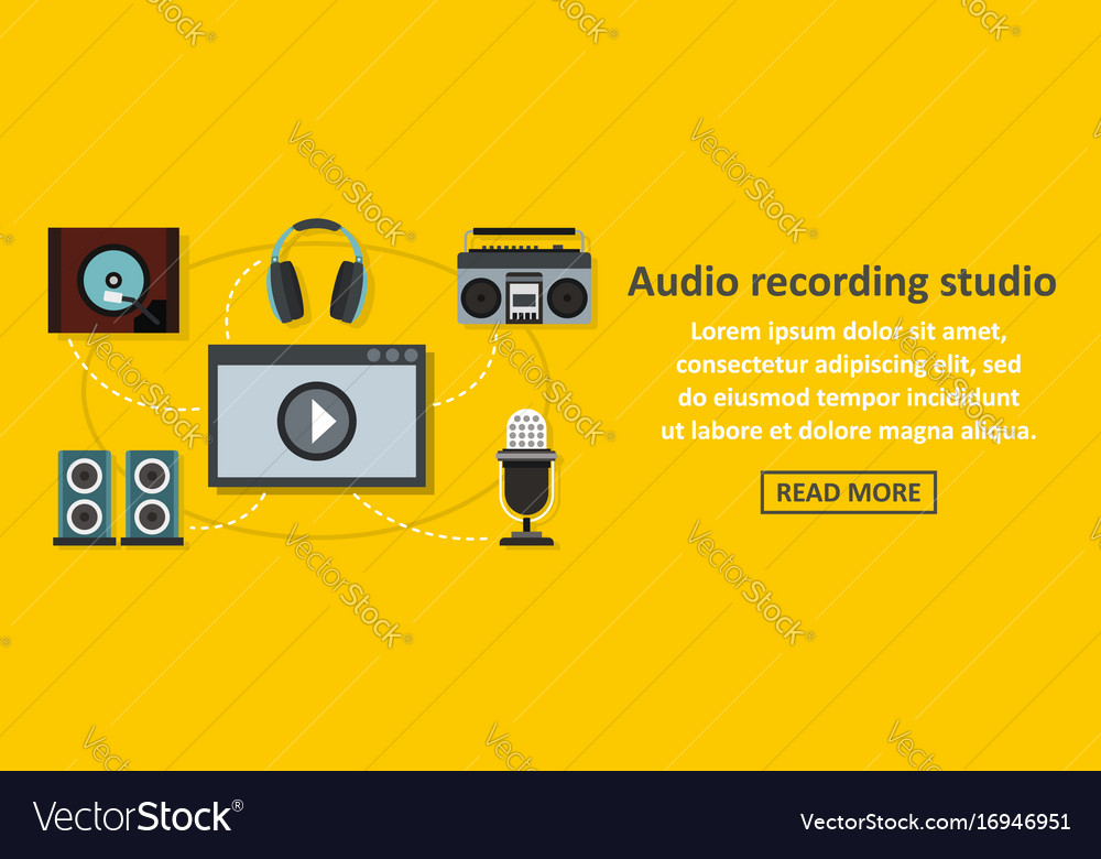 Audio Recording Studio Banner Horizontal Concept Vector Image