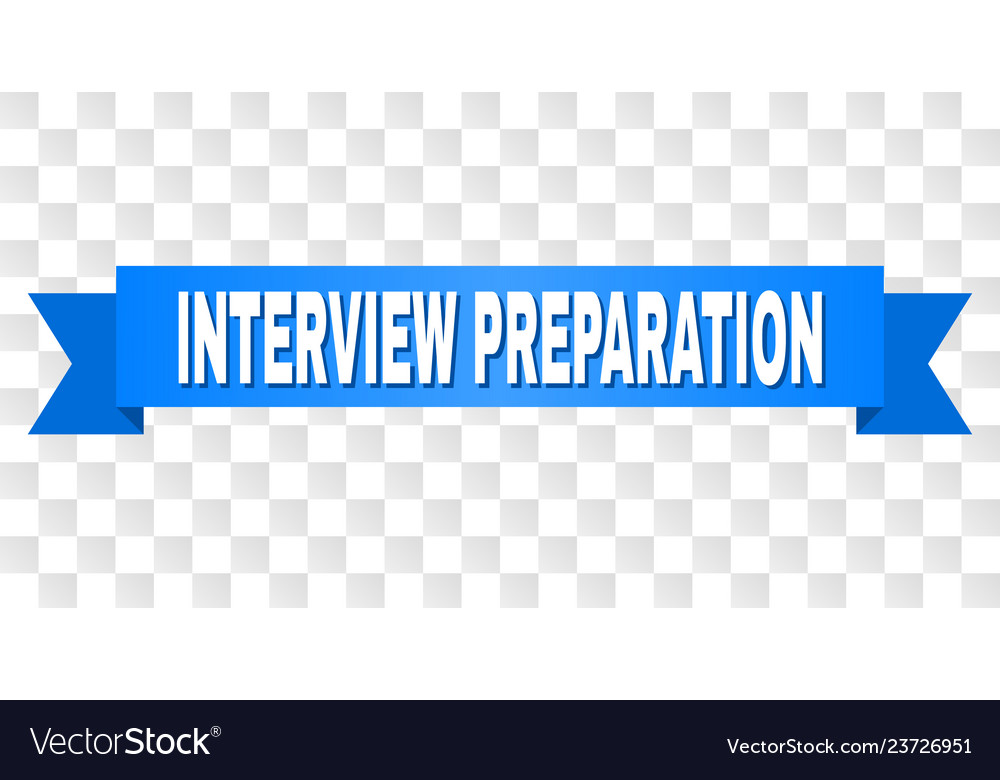 Blue ribbon with interview preparation text