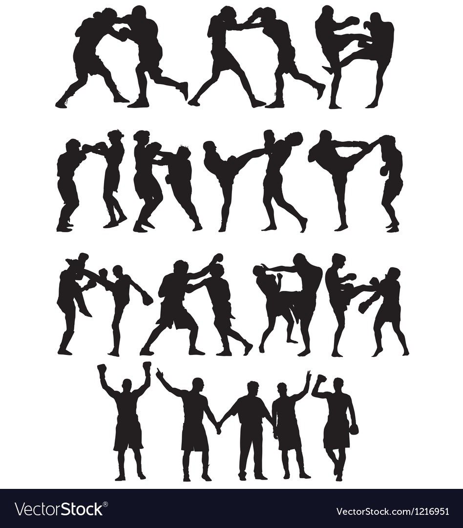 Boxing silhouettes Royalty Free Vector Image - VectorStock