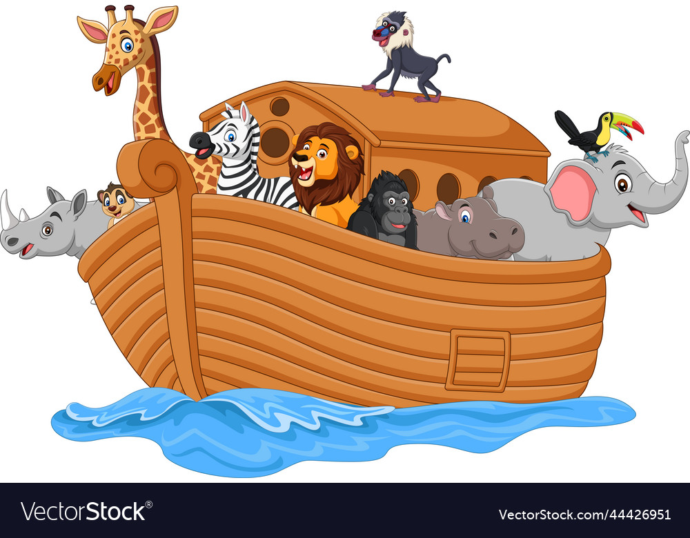 Cartoon noah ark with animals Royalty Free Vector Image