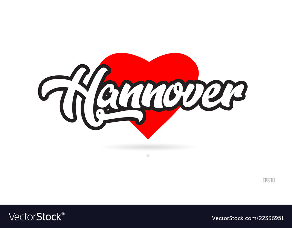 Hannover city design typography with red heart Vector Image