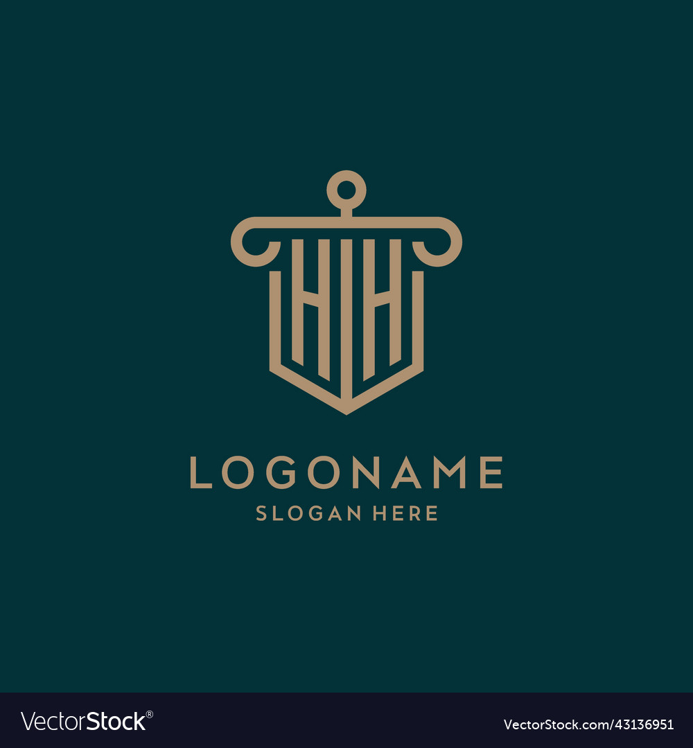 Hh monogram initial logo design with shield