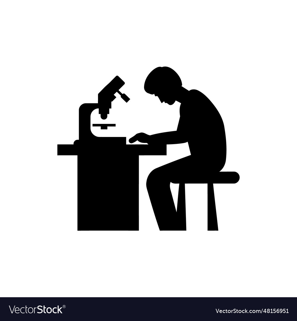Lab technician with microscope icon