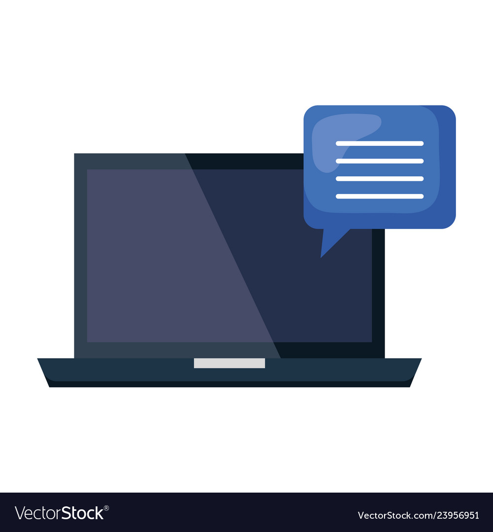 Laptop computer with speech bubble Vector Image Laptop computer with speech bubble