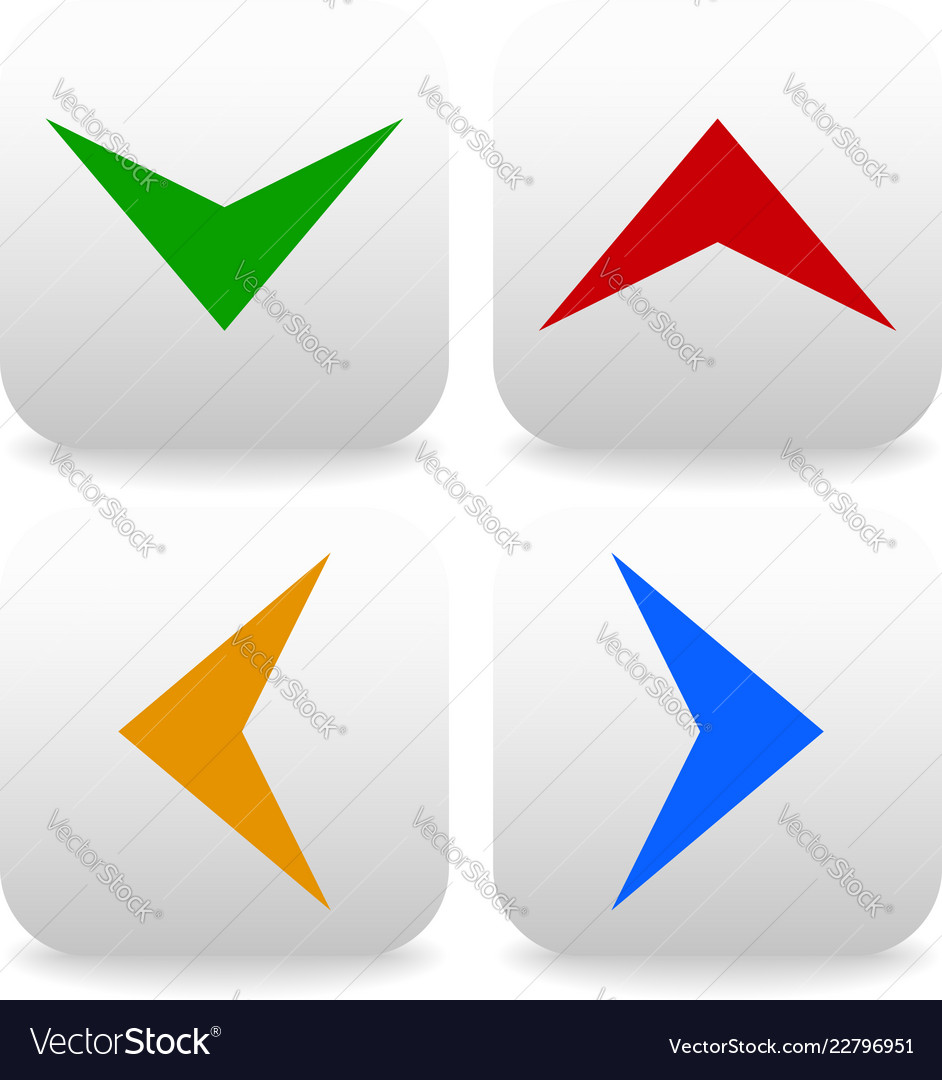 Rounded square arrows icons up down left and right vector image Rounded square arrows icons up down left and right