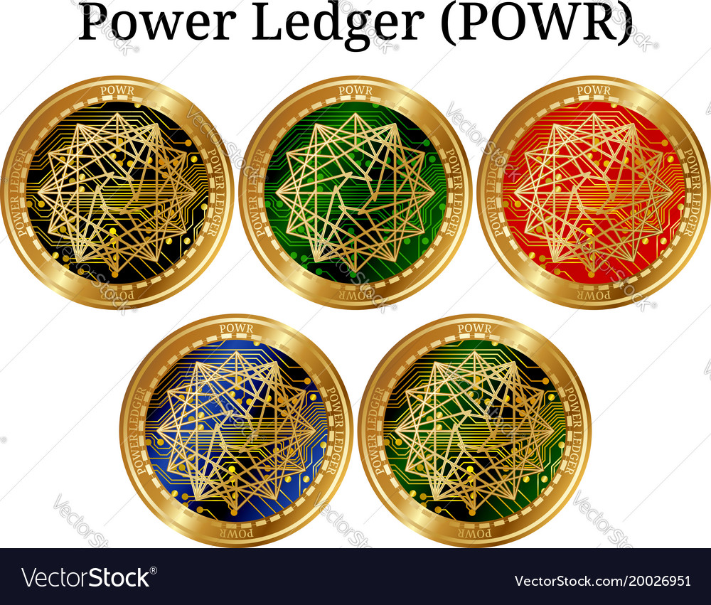 Set of physical golden coin power ledger powr