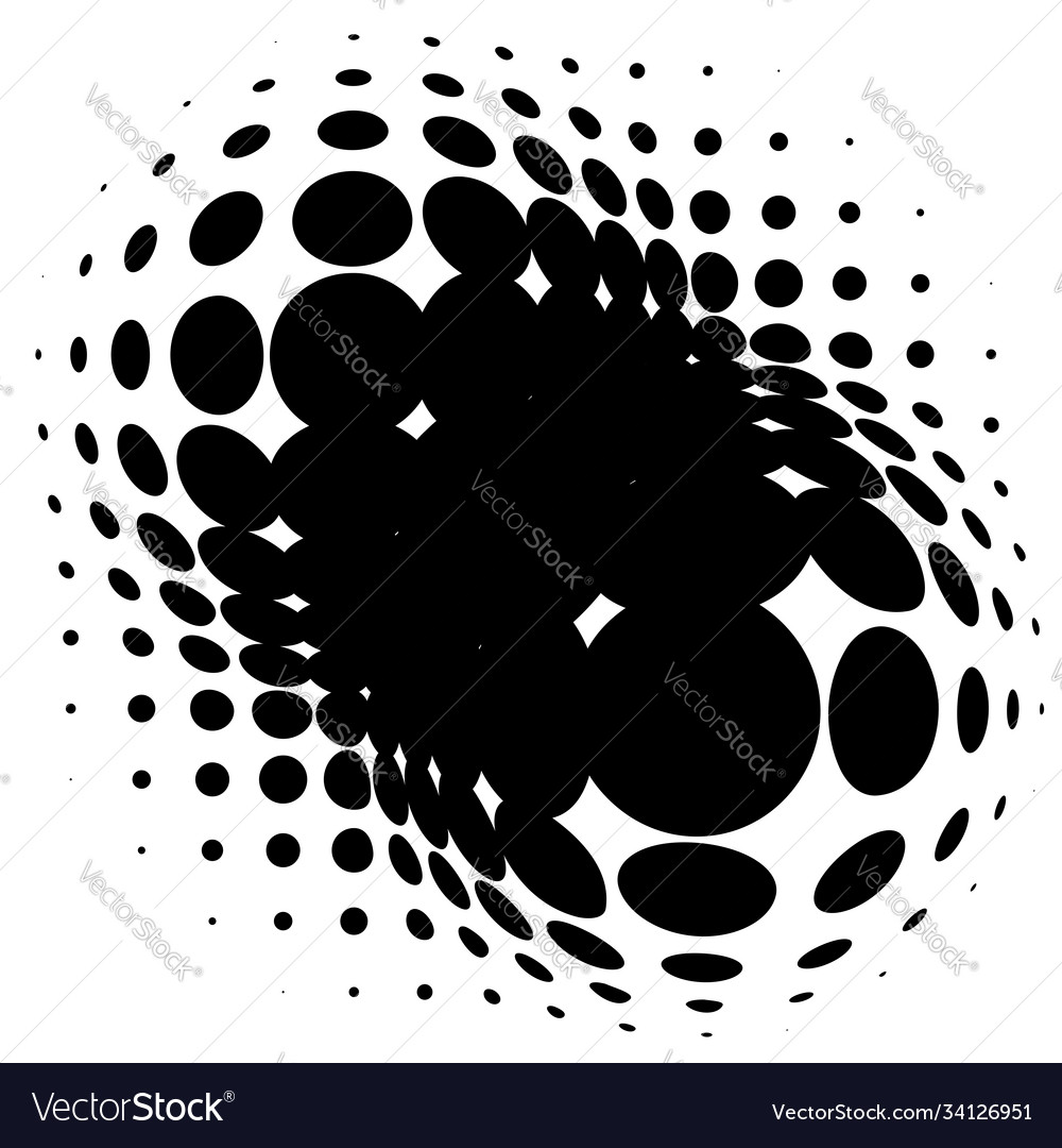 Spherical distortion halftone dots element orb Vector Image Spherical distortion halftone dots element orb
