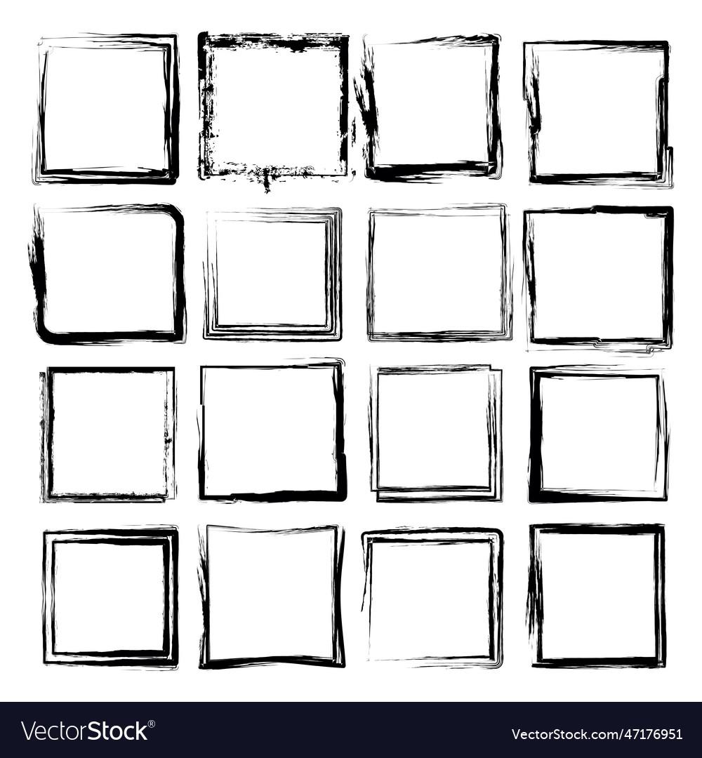 Square frame with grunge texture set
