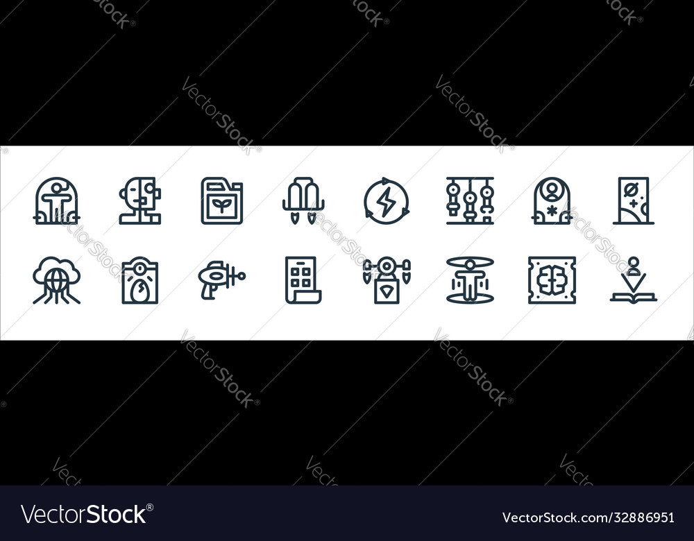 Technology future line icons linear set vector image Technology future line icons linear set