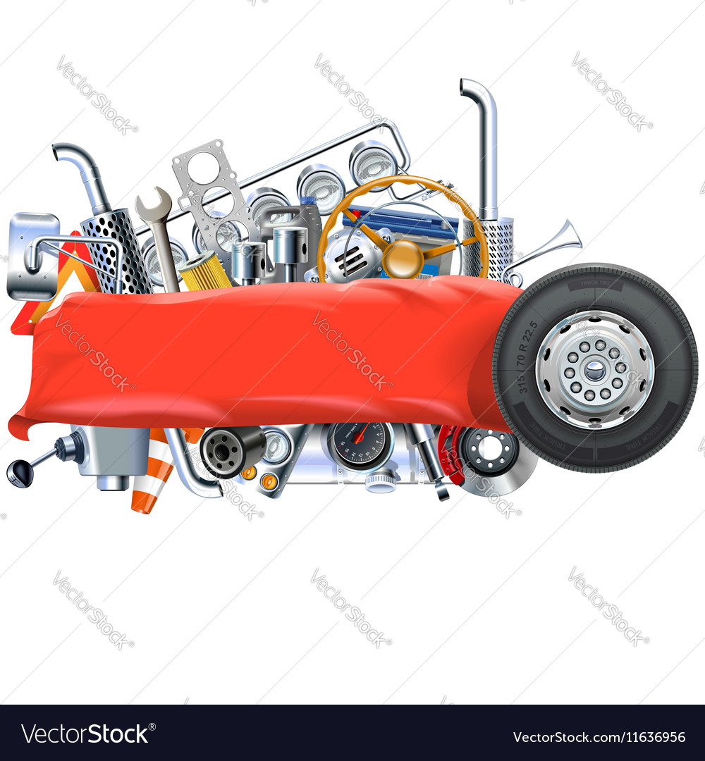 Banner With Truck Spares Royalty Free Vector Image