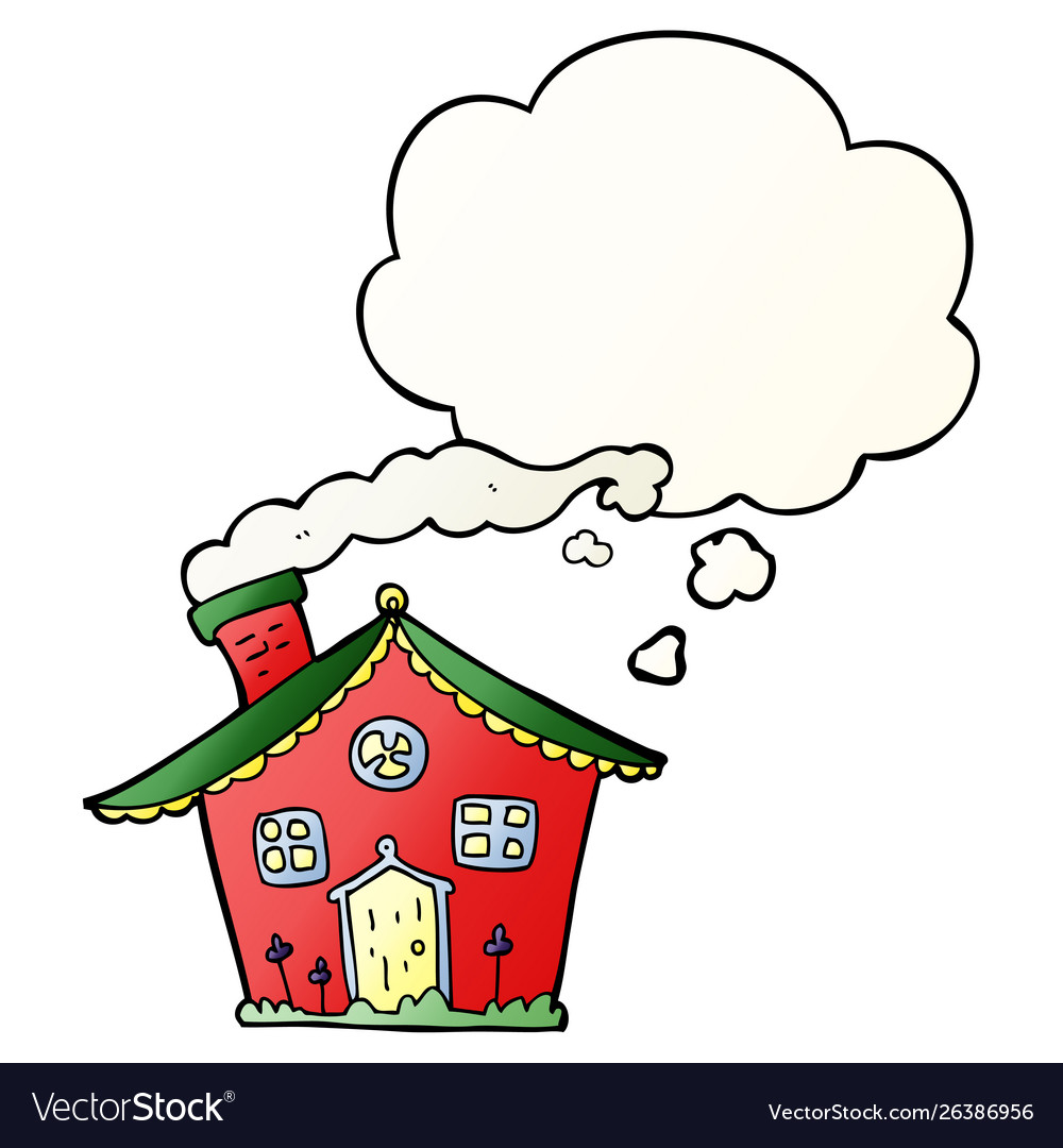 Cartoon house and thought bubble in smooth