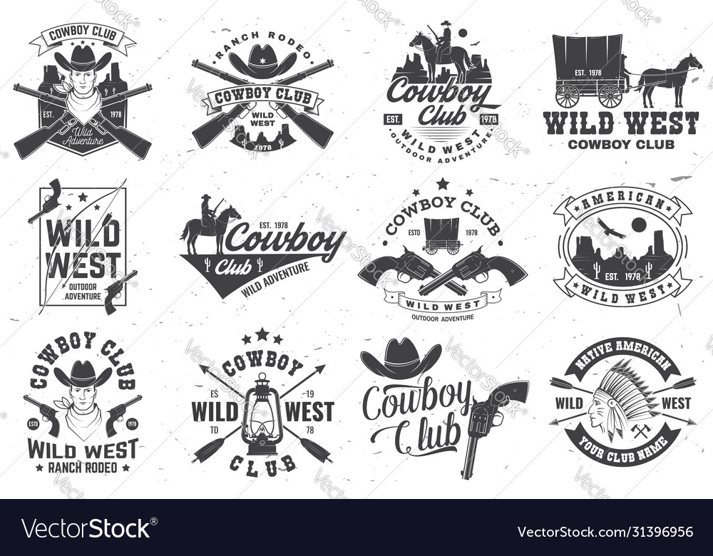 Cowboy club badge ranch rodeo concept Royalty Free Vector