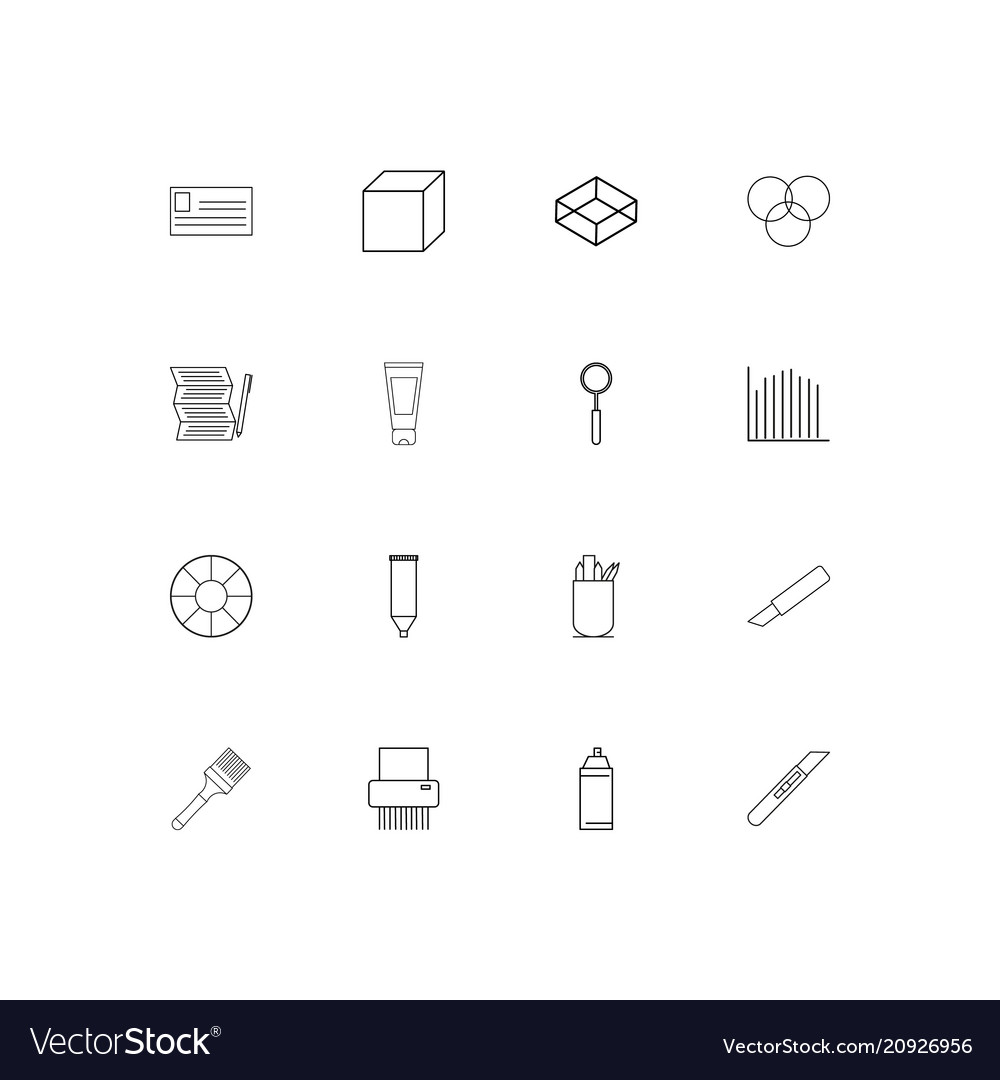 Creative process and design linear thin icons set