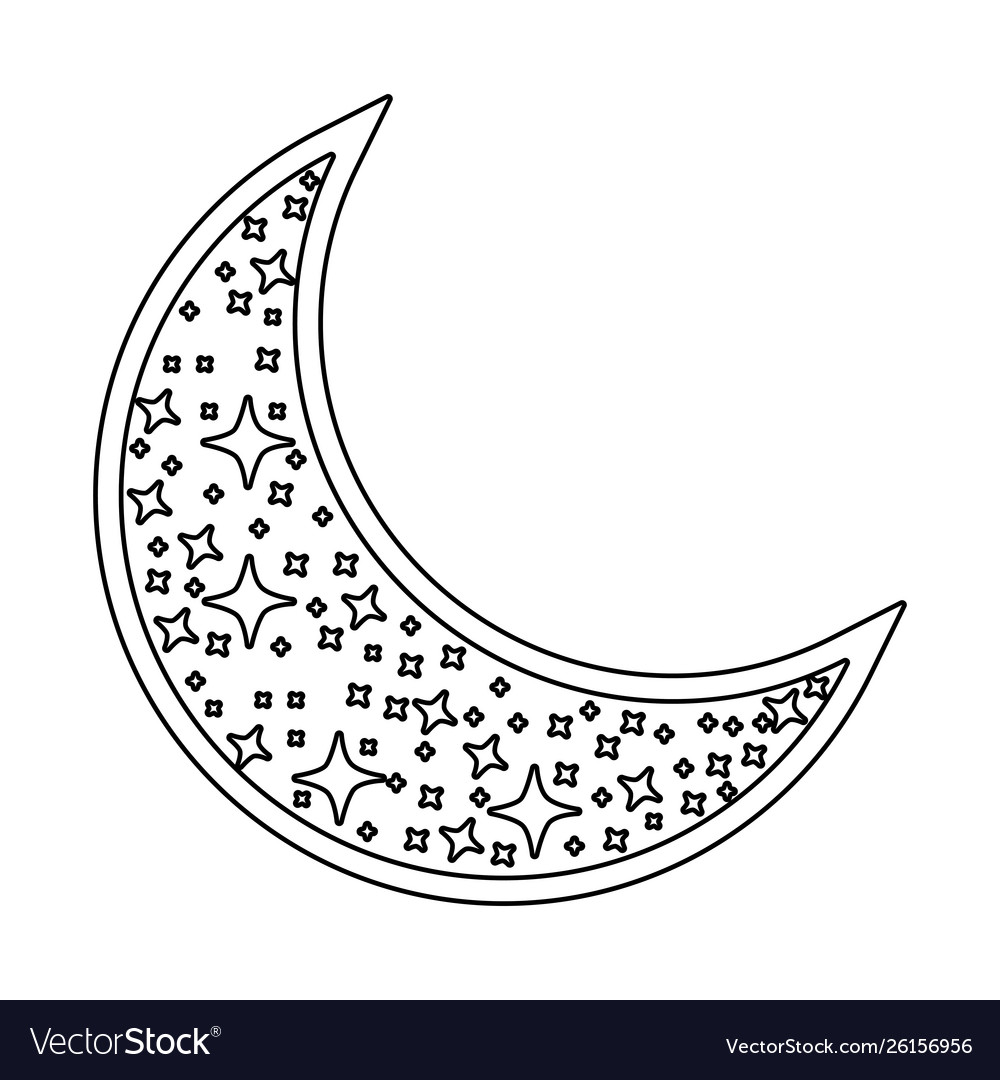 Cute moon crescent isolated icon Royalty Free Vector Image